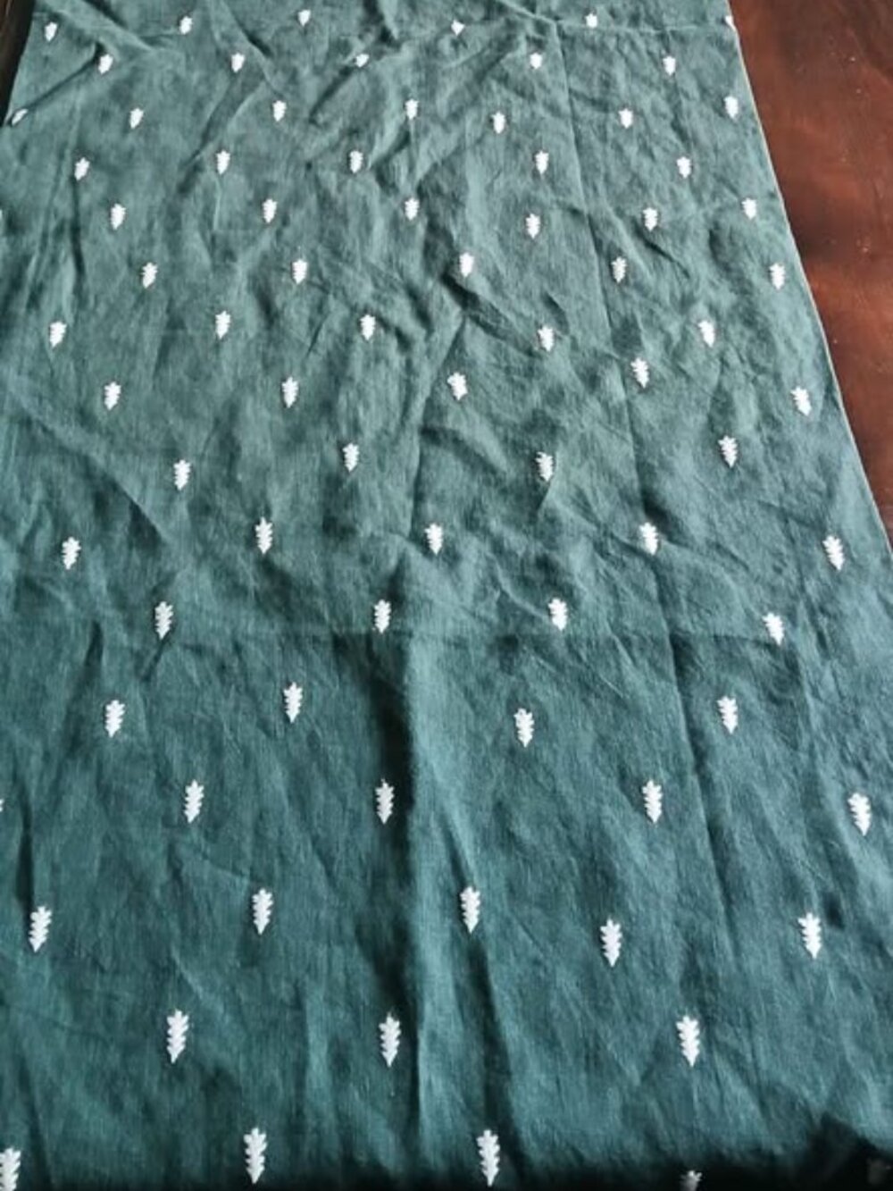 Crate & barrel marin green trees table runner extra long 18x120 inch pine tree